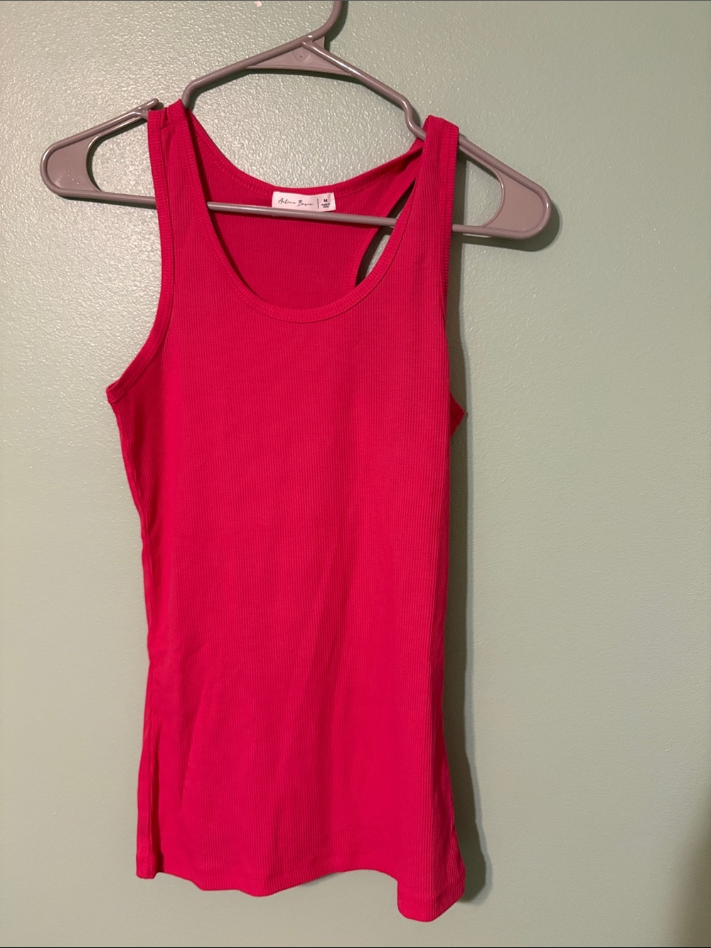 Active Basic Hot Pink Ribbed Scoop Tank